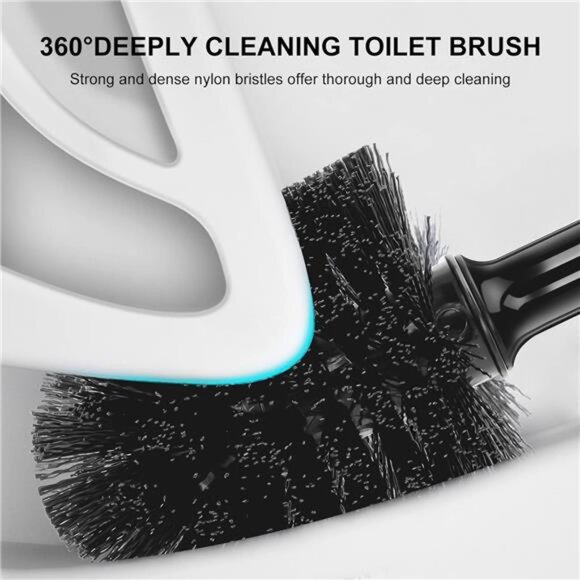 Toilet Brush and Plunger Set Heavy Duty Bathroom Cleaner Hidden Storage Black - Picture 5 of 7